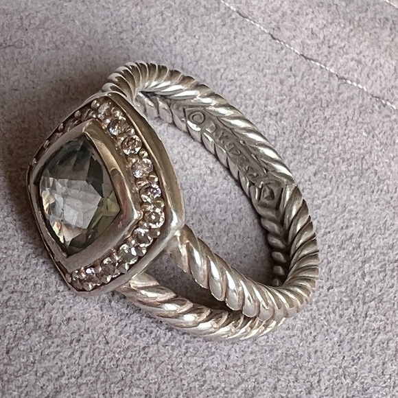David Yurman Petite Albion® Ring with Prasiolite and Diamonds, sz 6.5 - Picture 10 of 10